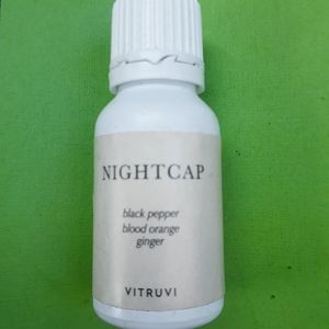 Sealed bottle of Vitruvi NIGHTCAP diffuser oil.